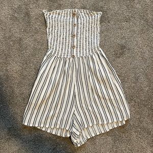 Garage Smocked Button Front Romper